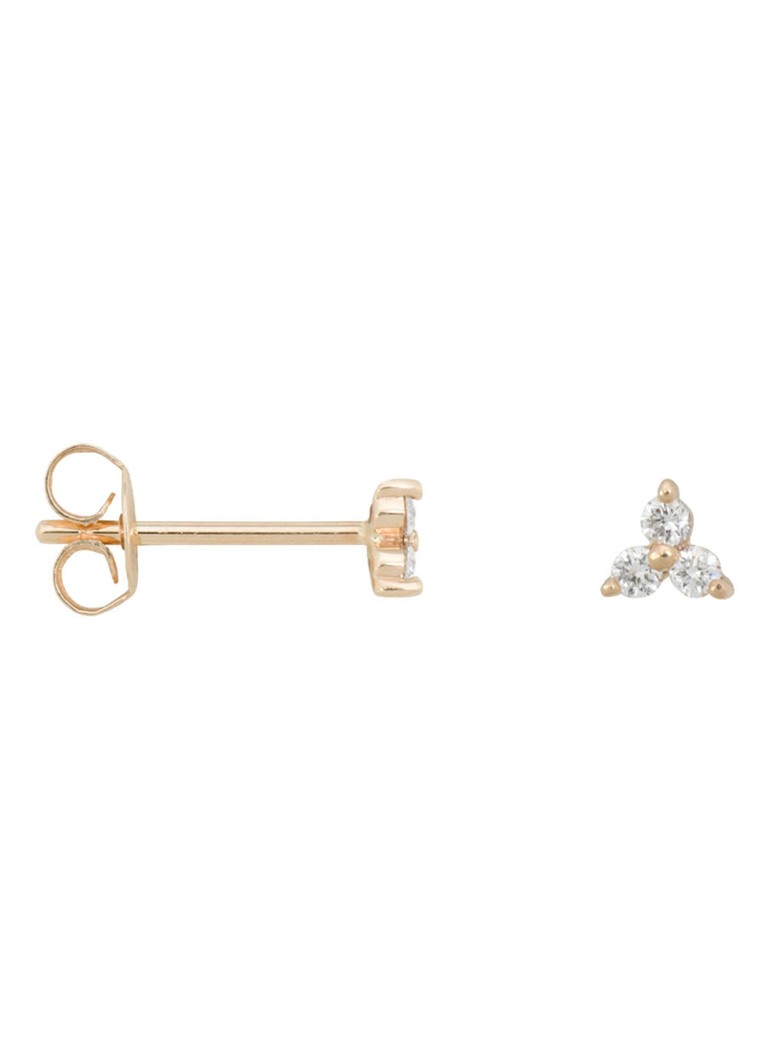 Anna + Nina Trio single stud earring in 14 carat yellow gold with diamond