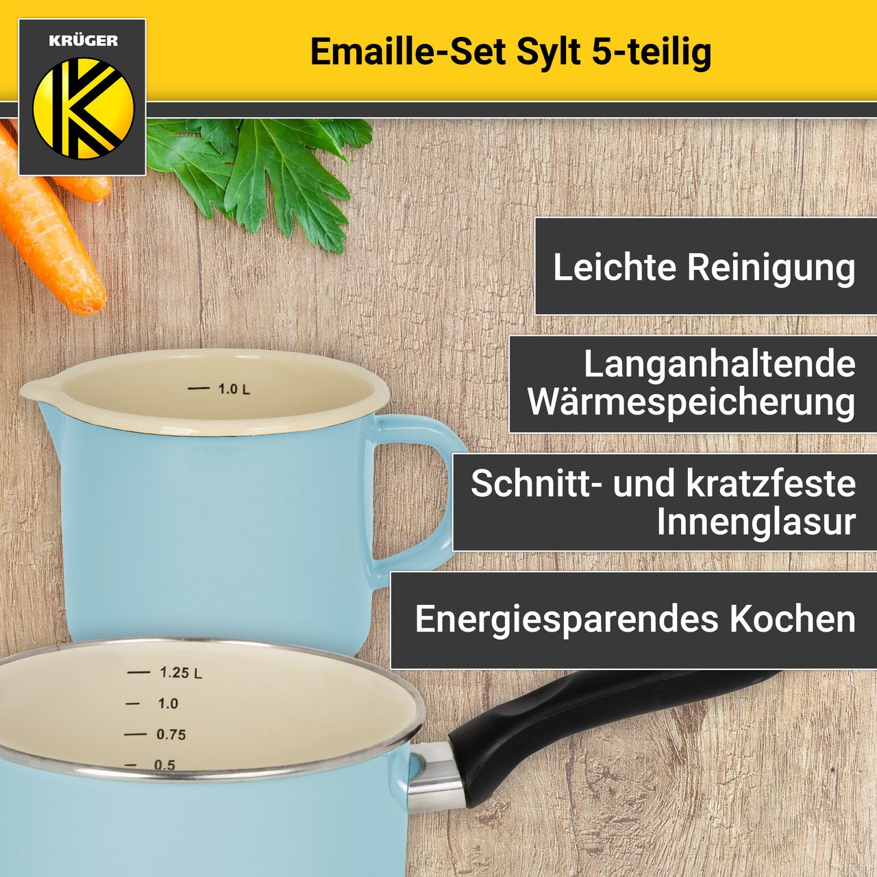 Karl Krüger Emailliertes Topf-Set SYLT, 5tlg.