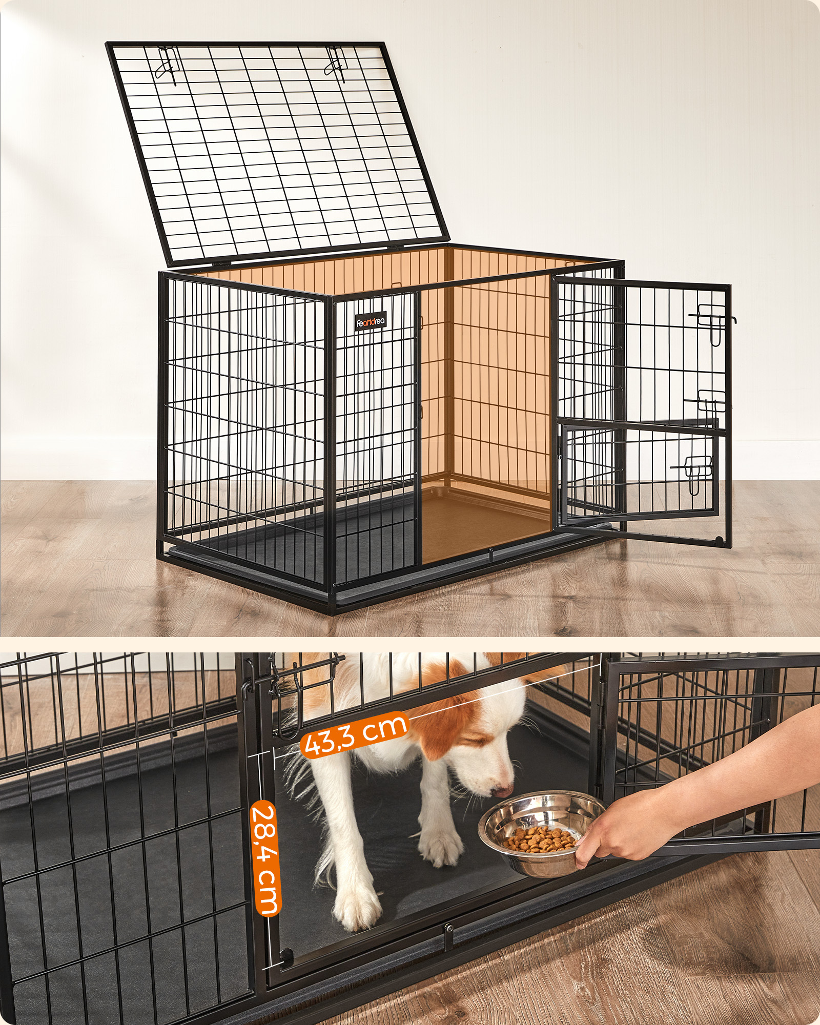 FEANDREA Erziehungshilfen FEANDREA L/XL Hundekäfig hochbelastbar 1,07 m, 70 cm, 74,9 cm