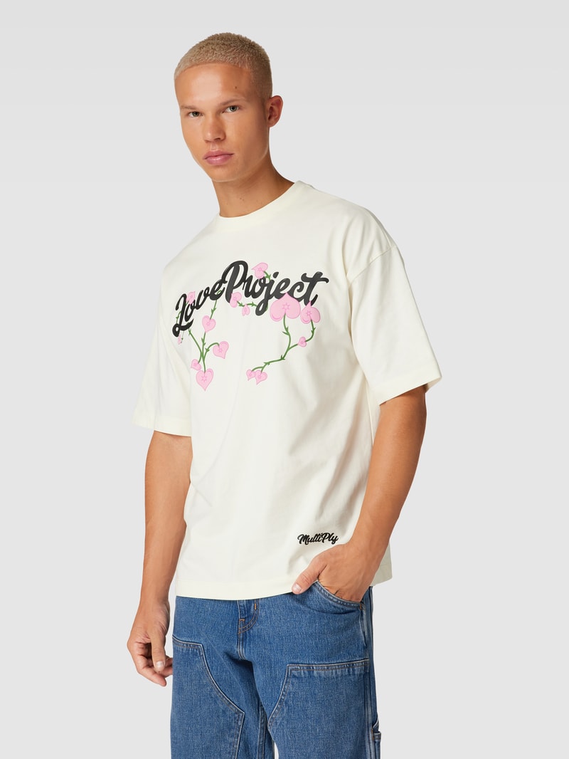 Oversized T-Shirt mit Motiv-Print in offwhite