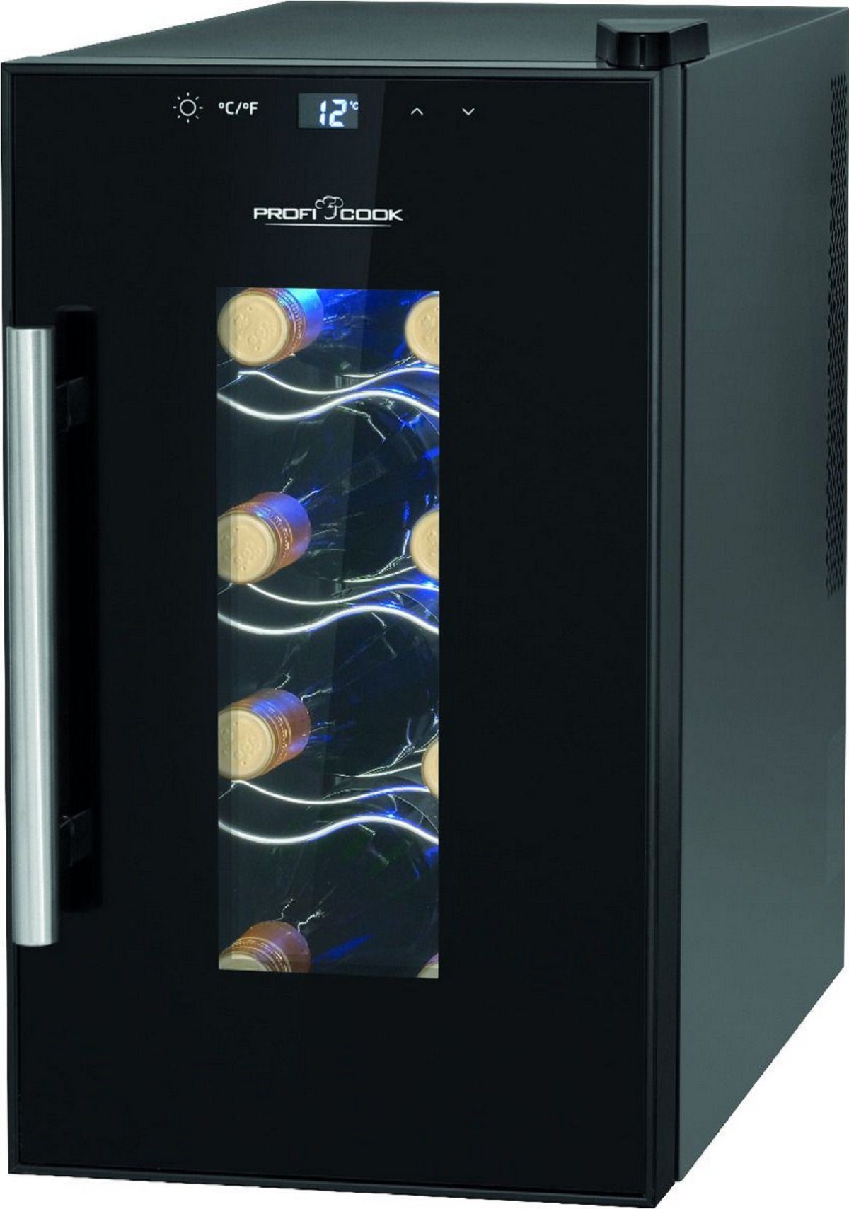 ProfiCook Weintemperierschrank ProfiCook PC-WK 1232 Weintemperierschrank für 8 Fla. Weinkühlschrank, für 8 Standardflaschen á 0,75l,Thermoelektrische Kühlung (kein Kompressor)