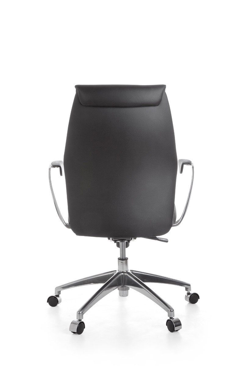 Amstyle Chefsessel SPM1.142 (Echtleder Schwarz, Bürostuhl XXL 120 kg Modern), Schreibtischstuhl Drehbar, Drehstuhl mit Armlehne