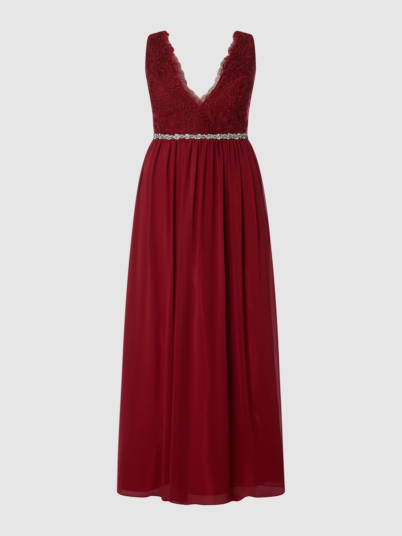 PLUS SIZE Abendkleid aus Tüll und Chiffon in bordeaux rot