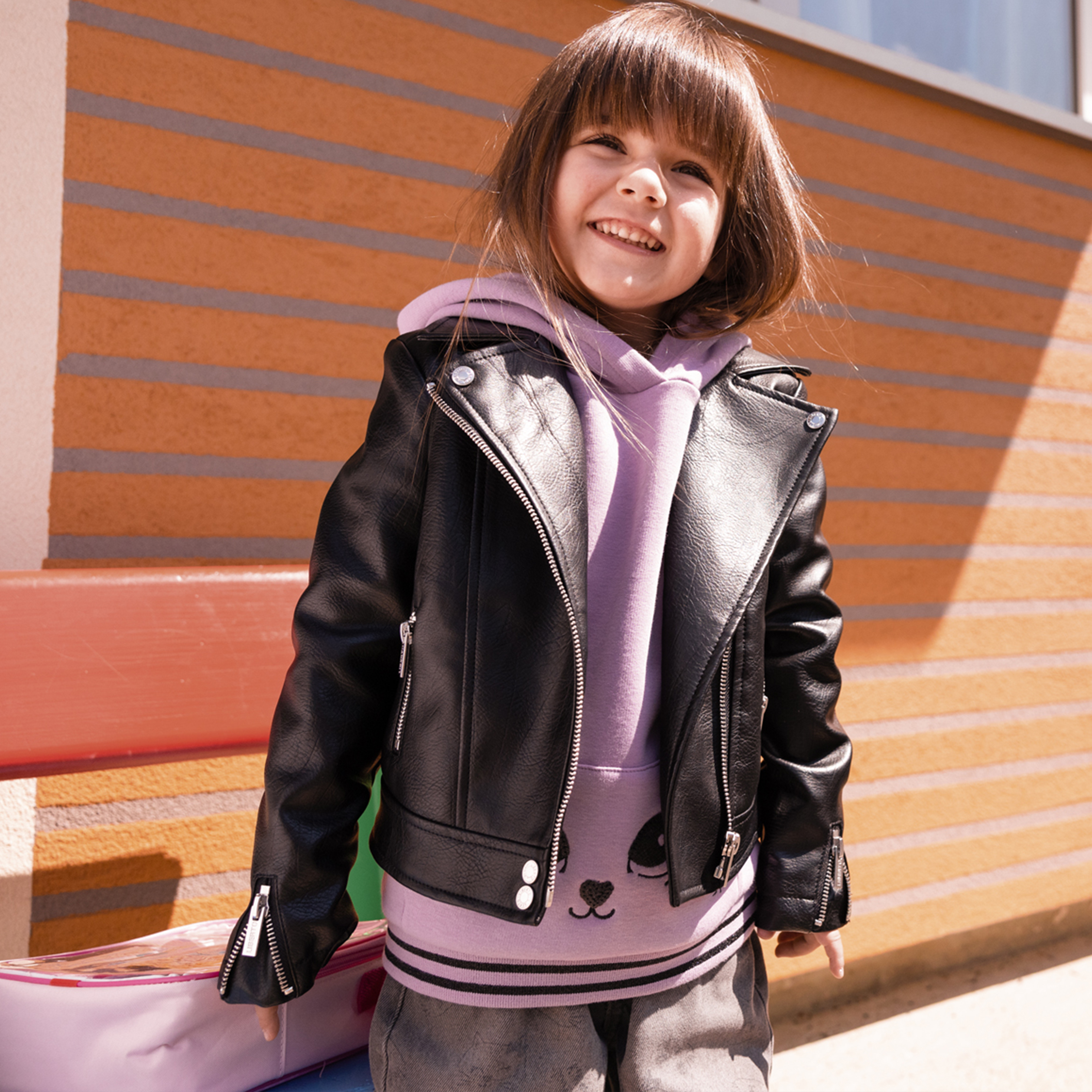 Veste biker simili cuir noir fille | La Halle