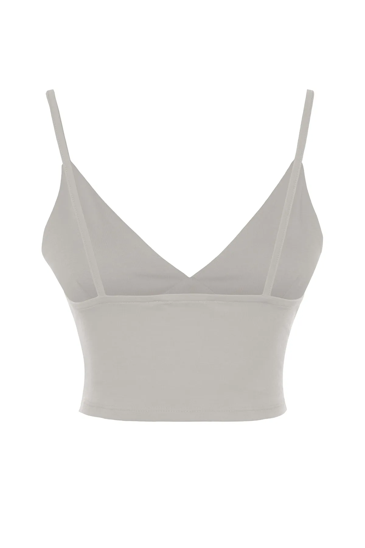 Trendyol Collection  Steinfarbenes Baumwoll-Trägershirt mit V-Ausschnitt, flexibles Strick-Bustier TWOSS23BS00021