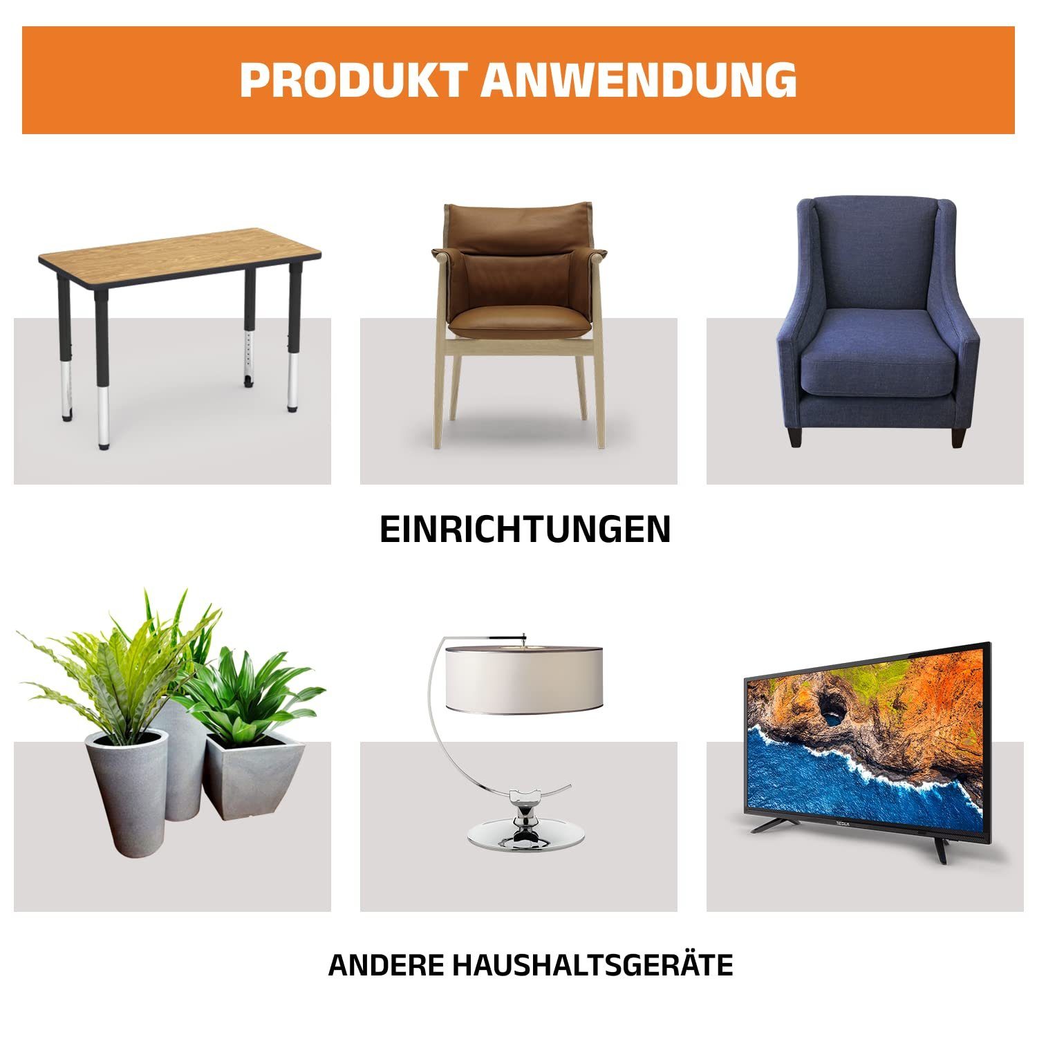 Hynec Technologies Filzgleiter Selbstklebende Filzgleiter, 106 Teile, 7 Grössen, Brau 21 X 21 Cm