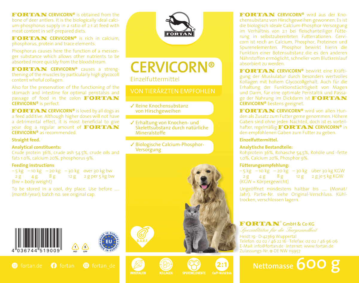 Fortan Ergänzungsfutter & Aufzucht Fortan CERVICORN BARF Zusatz 600 g