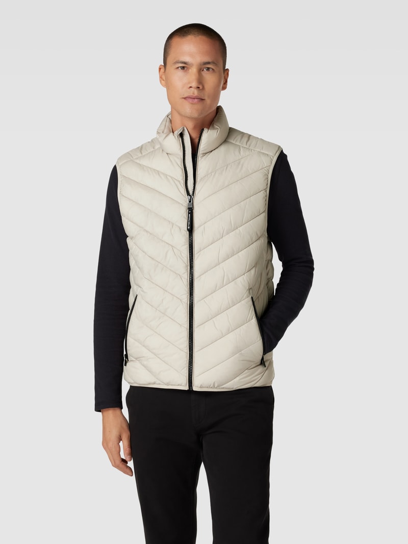 Steppweste mit Stehkragen in beige