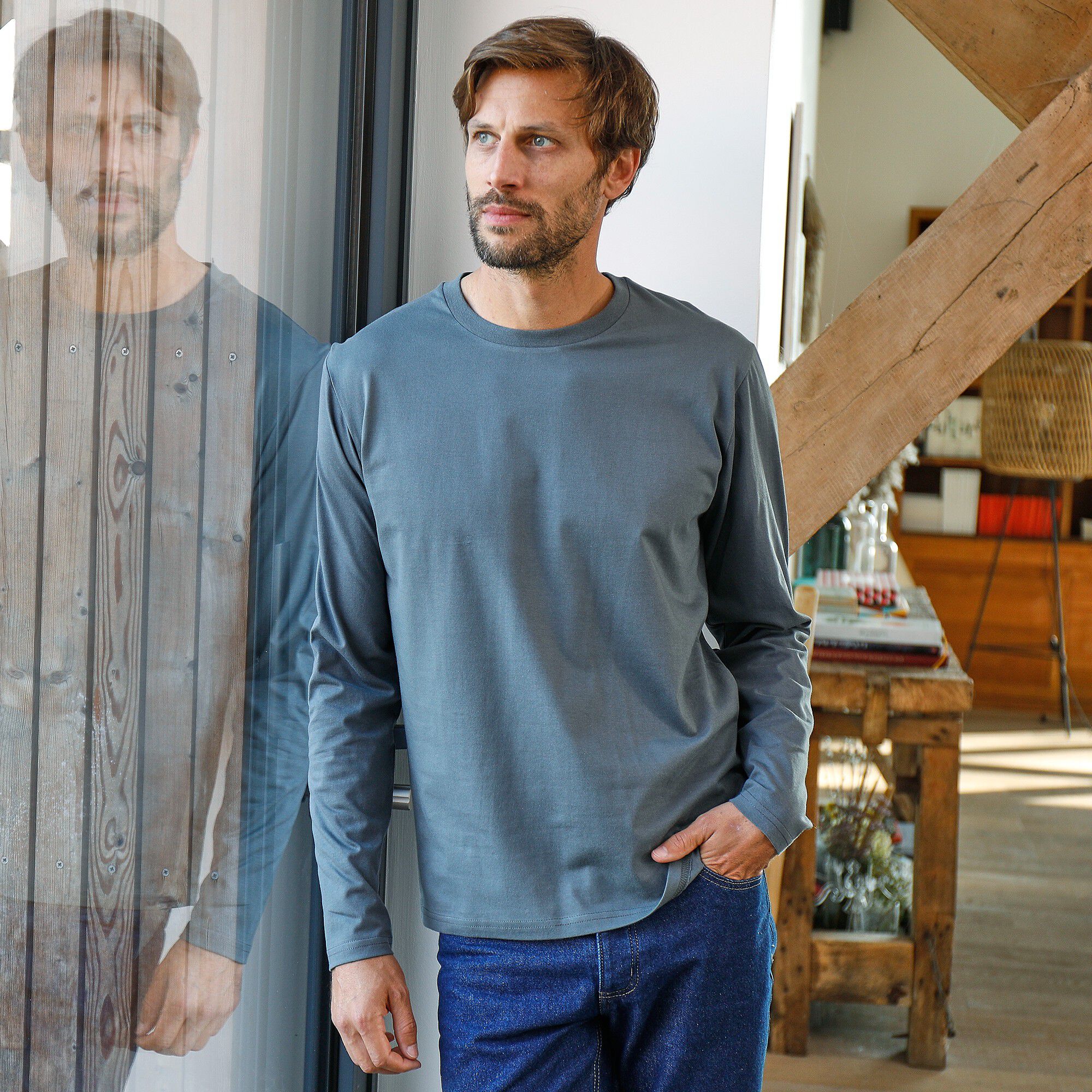 T-shirt col rond manches longues