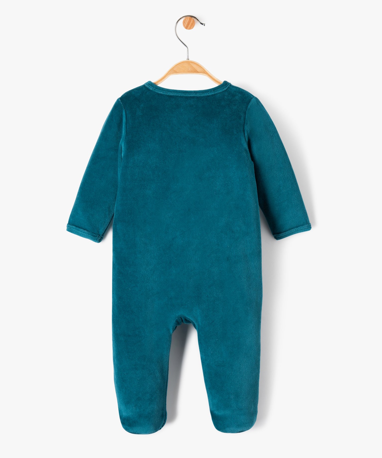 Pyjama bébé en velours imprimé dinosaure à fermeture ven... bleu | GEMO