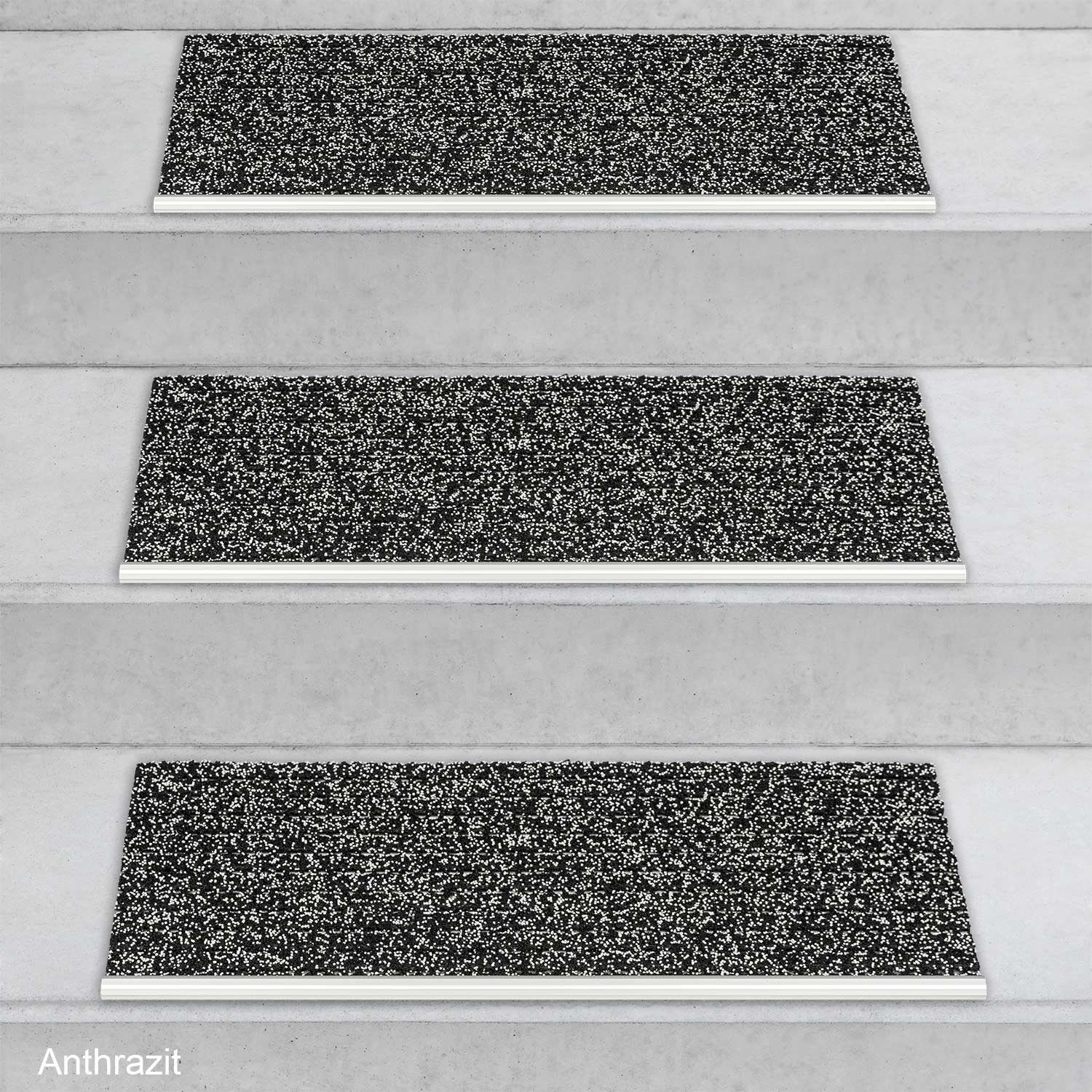 Stufenmatte Sicherheitsstufenmatte - Außenstufenmatte, Metzker®, Rechteckig, Höhe: 7 mm, 1 Stück - Salz/Pfeffer