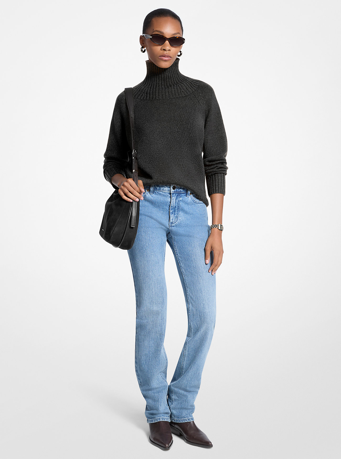 Wool Turtleneck Sweater - BLACK