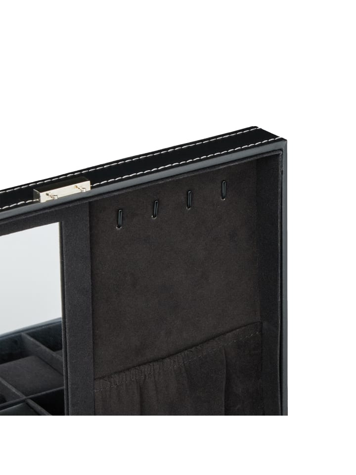 relaxdays Uhrenbox in Schwarz - (B)30 x (H)8 x (T)20,5 cm günstig kaufen onesize
