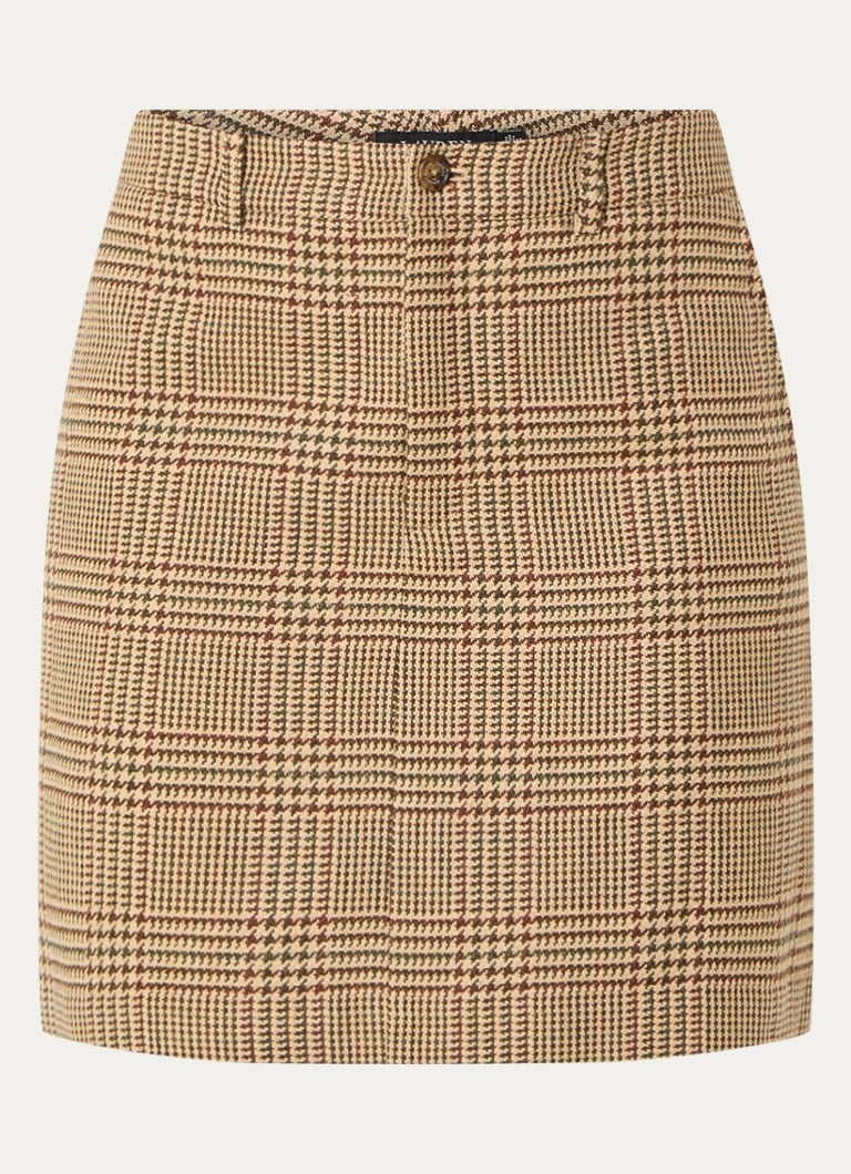 Fustă mini din amestec de lână Ralph Lauren cu model Houndstooth