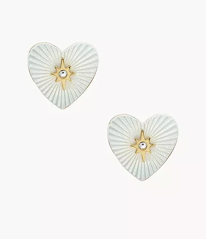 Fossil Ohrstecker Sutton Radiant Love Heart Perlmutt Edelstahl goldfarben
