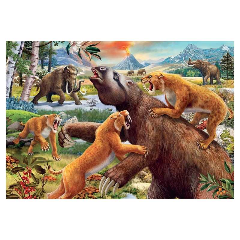 Puzzle mammouths et dinosaures 2x 24 pièces