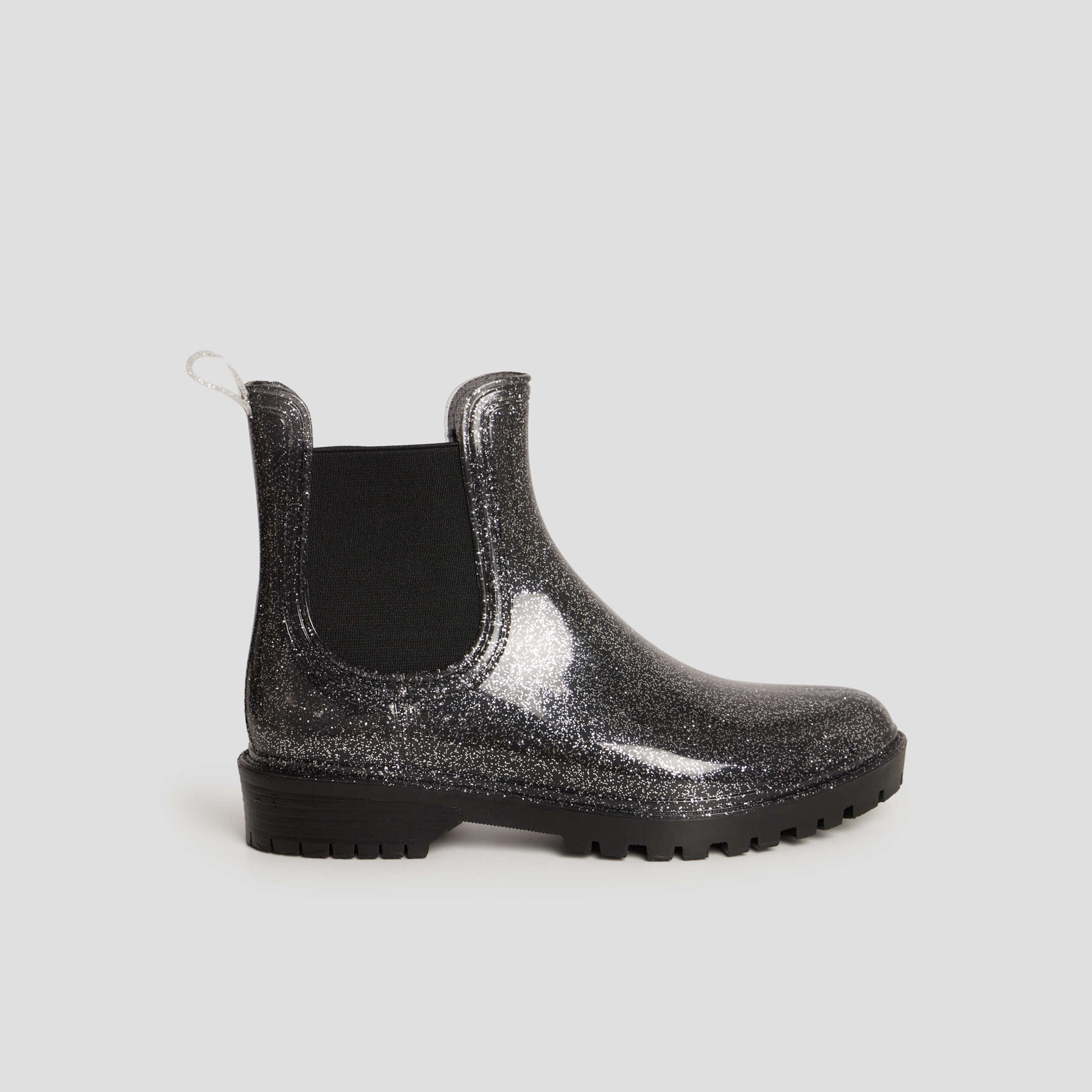 Bottes de pluie chelsea à paillettes gris argent femme | La Halle