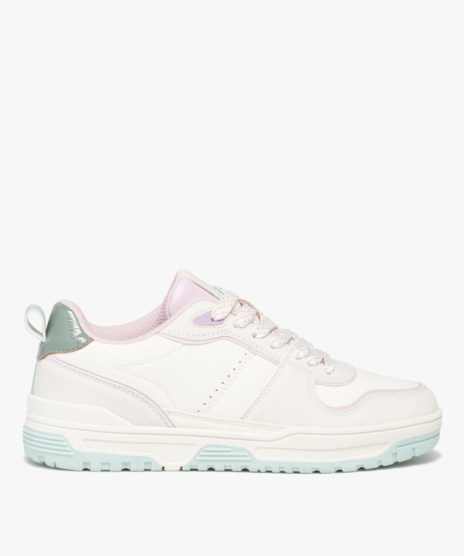 Baskets femme colorées à lacets style retro 90 blanc | GEMO