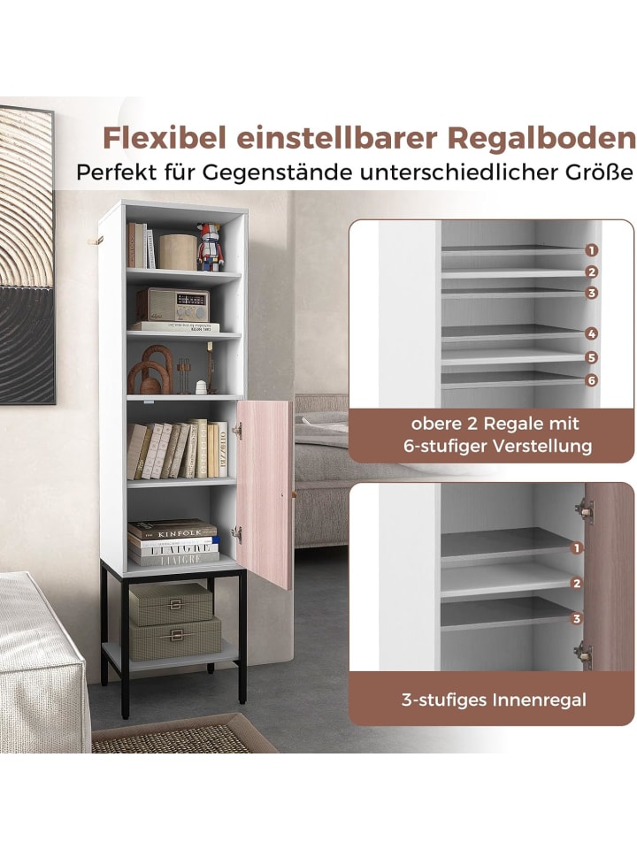 COSTWAY 6-stöckig Badezimmerschrank 146cm in Weiß günstig kaufen onesize