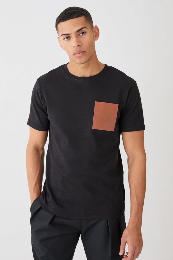 T-Shirt mit PU-Tasche