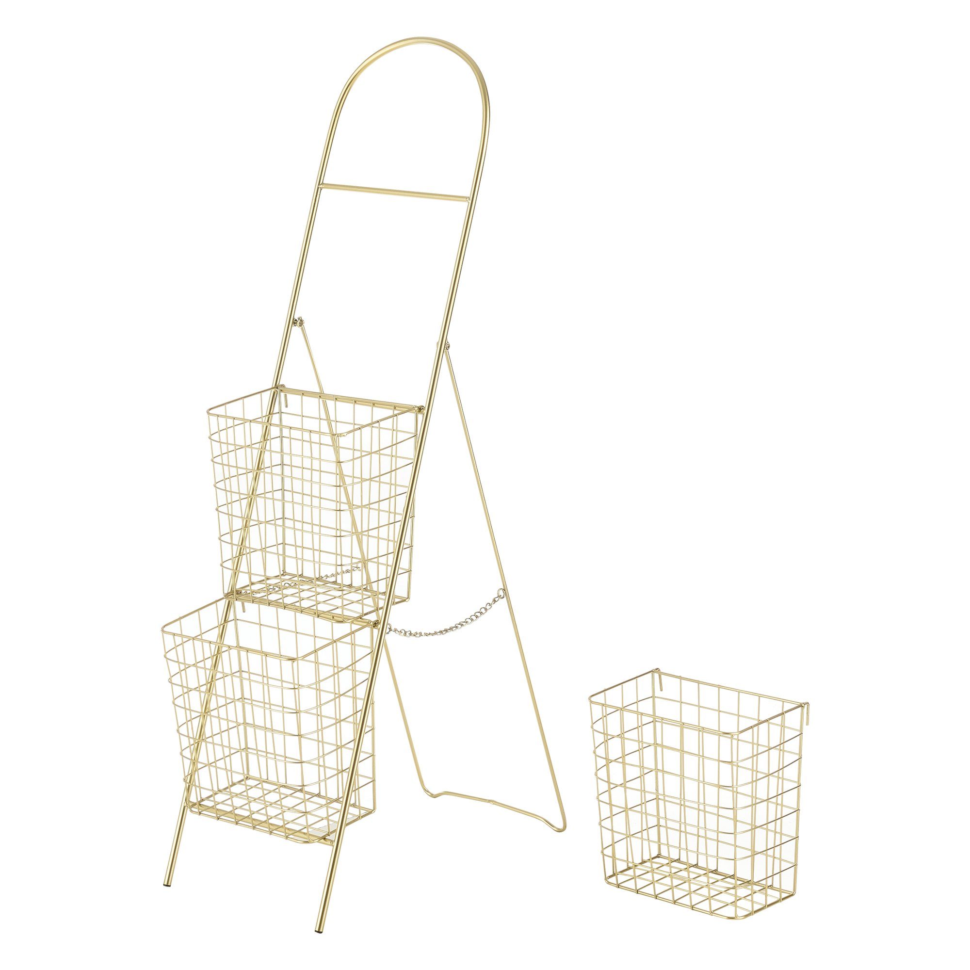 en.casa Dekoleiter, Hensies Leiterregal Metallgestell 106,5 x 26,5 x 55cm Messing