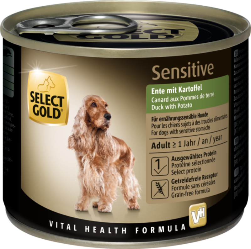 SELECT GOLD Hundenassfutter SELECT GOLD Sensitive Adult 6x200g Ente mit Kartoffel