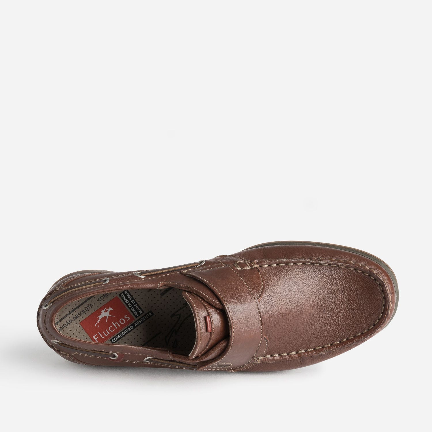 Chaussure-bateau FLUCHOS cognac en cuir à scratch