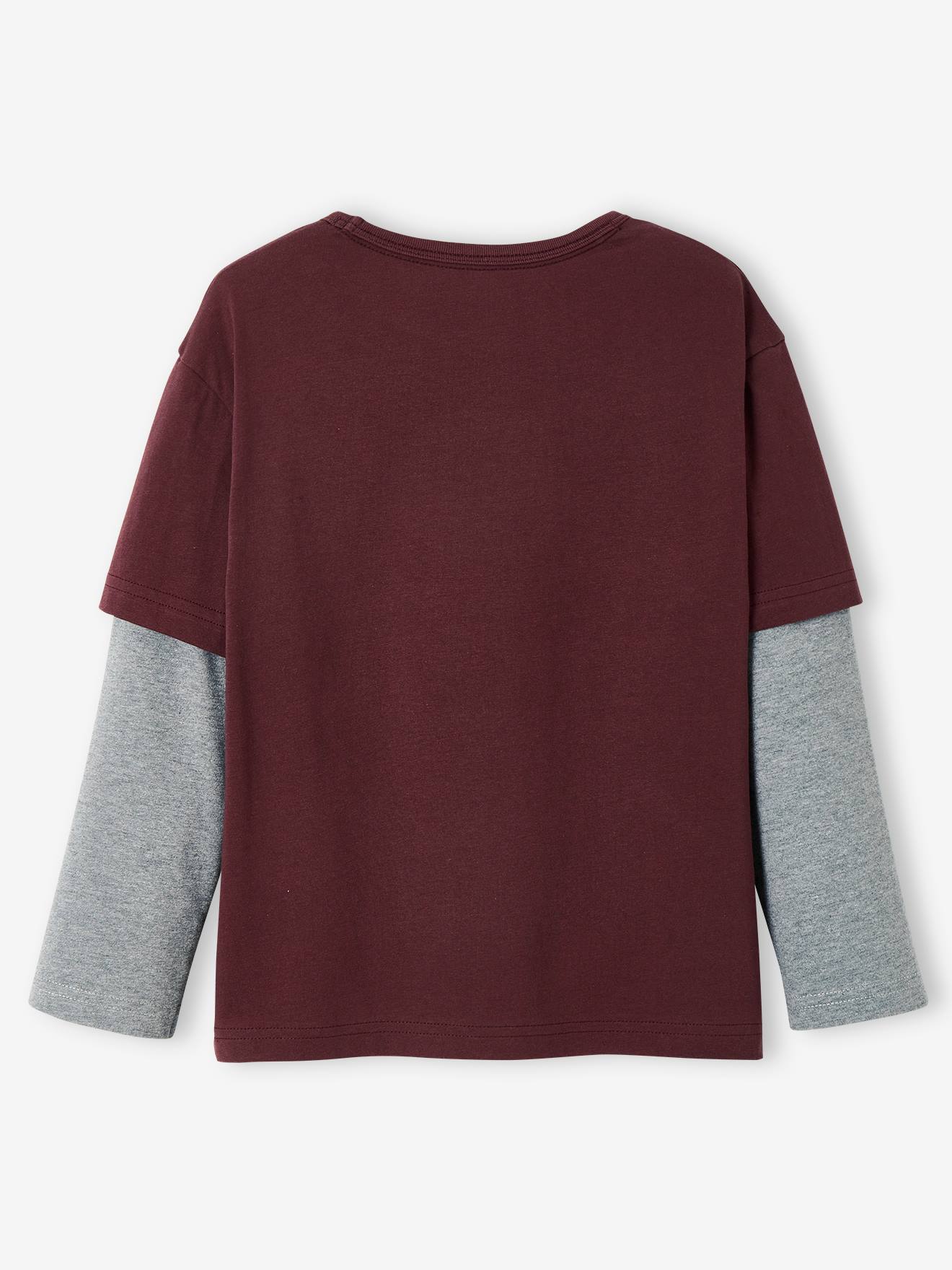 Tee-shirt doubles manches garçon dark bleu ardoise