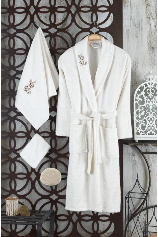 Güvenal  Ayla 5-teiliges, einzeln besticktes Bademantel-Set | Bademantel-Set | Bademantel | Mitgift festgelegt