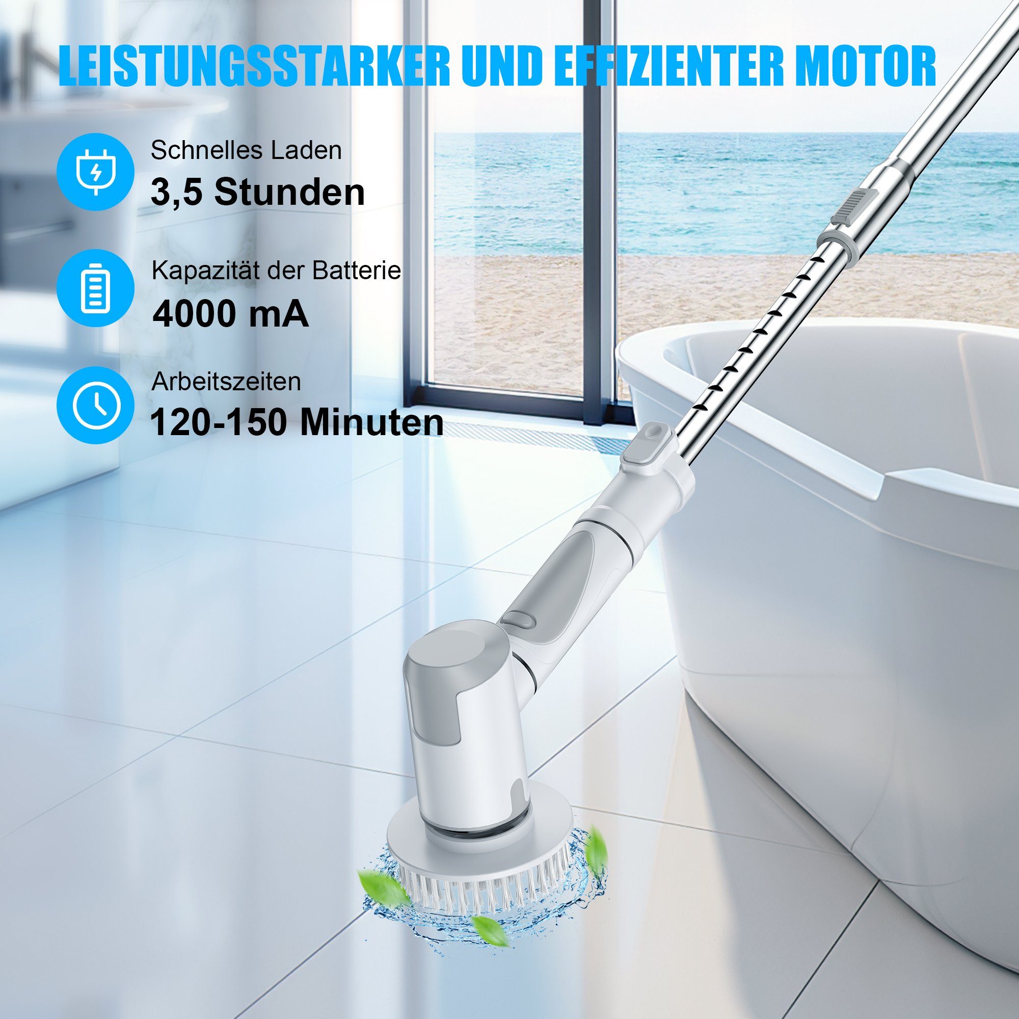 Vbrisi Reinigungsbürste Elektrische Reinigungsbürste Spin schrubber aufladbar felgenbürste