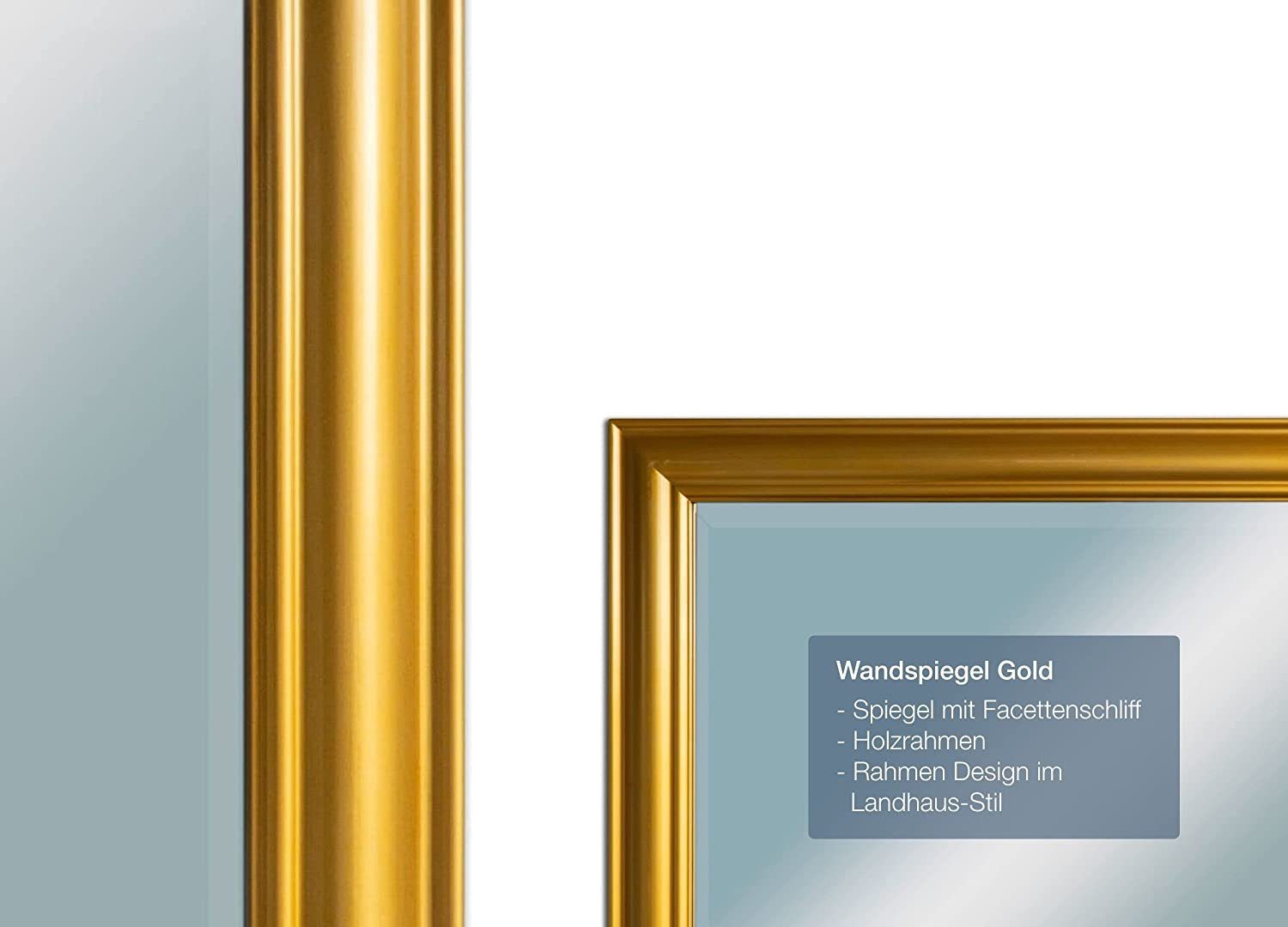 dasmöbelwerk Wandspiegel LC Home Wandspiegel Gold 180 x 80 cm Landhaus-Stil mit Facettenschliff