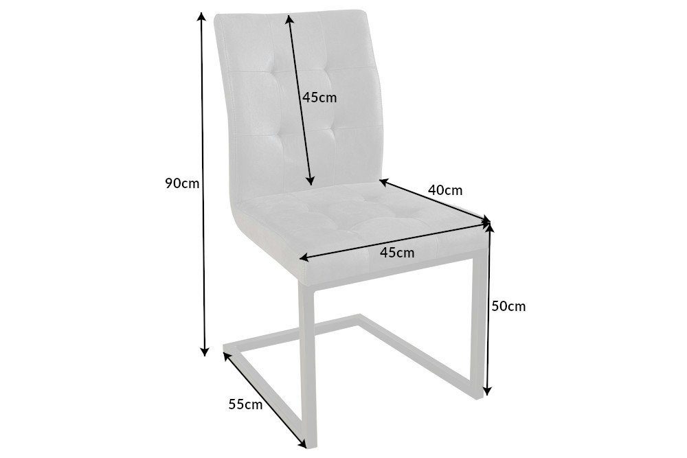riess-ambiente Freischwinger OXFORD vintage grau / schwarz, Esszimmer · Microfaser · Metall · Industrial Design