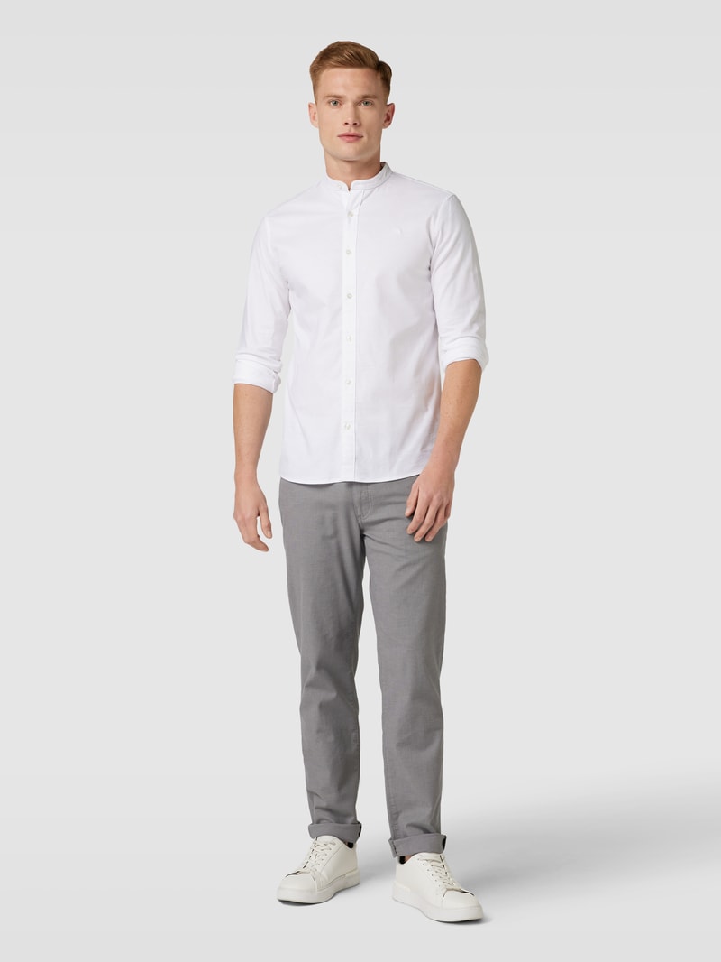 Freizeithemd mit Label-Stitching in weiß