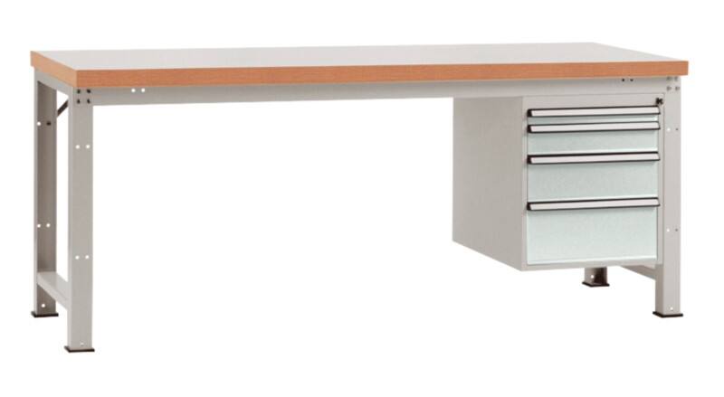 Manuflex Werkbank Complete Basic Profi Kunststoff, Stahl  Lichtgrau 2.000 x 700 x 840 mm