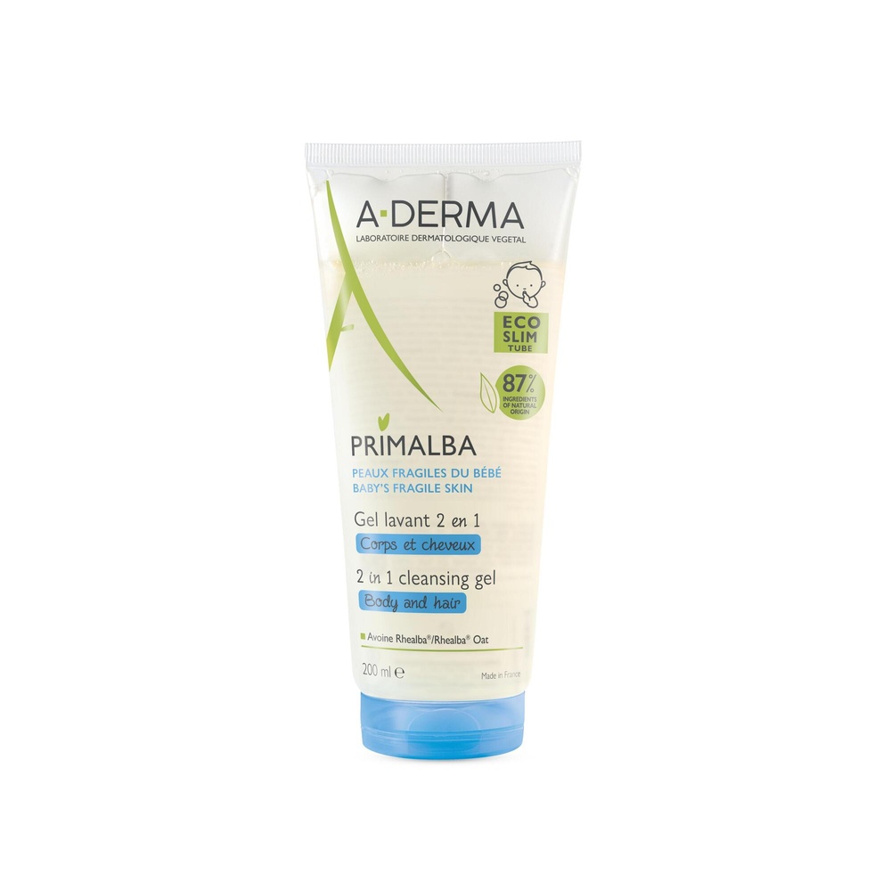 A-Derma A-Derma Primalba Gel lavant douceur bébé  2 en1 corps et cheveux 200ml Gel lavant