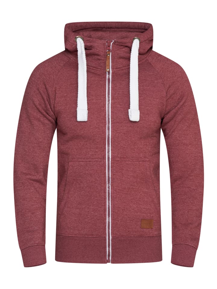 behype Sweatjacke - BHOMNOI Hoodie Weicher Kapuzenpullover Sweatshirt in Weinrot günstig kaufen