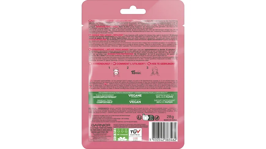 Garnier Skin Active Hydra Bomb Tuchmaske AntiAge Traube