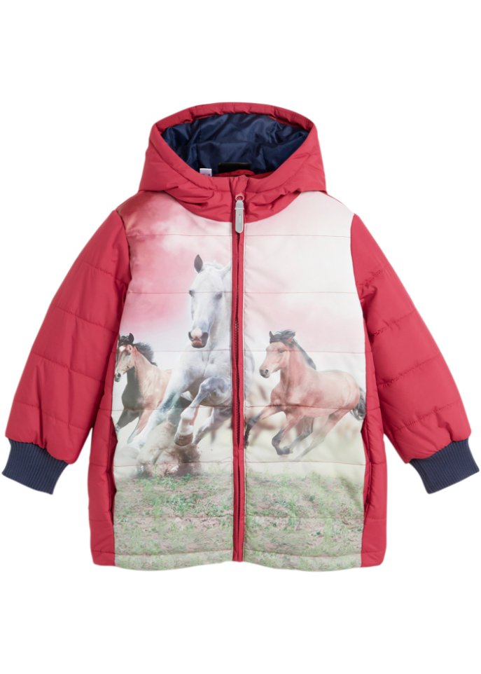 Mädchen Winterjacke mit Pferdemotiv, wasserabweisend und winddicht
