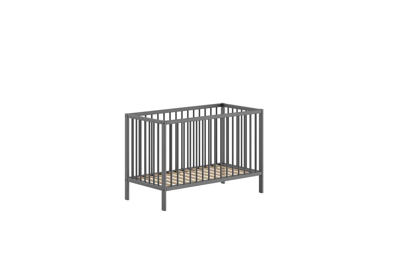 VIPACK Vipack - DINO Baby Set best. aus Babybett und Wickelregal, Buche massiv anthrazit lackiert