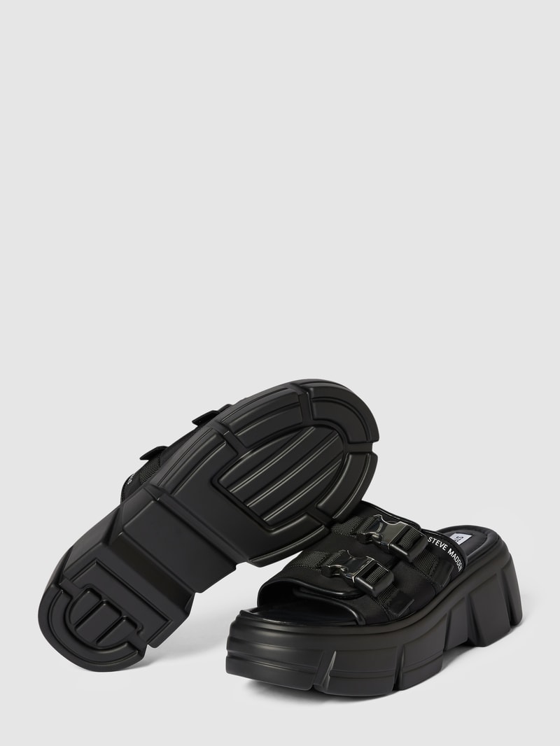 Pantoletten mit Label-Detail Modell 'ACTIVATOR' in schwarz