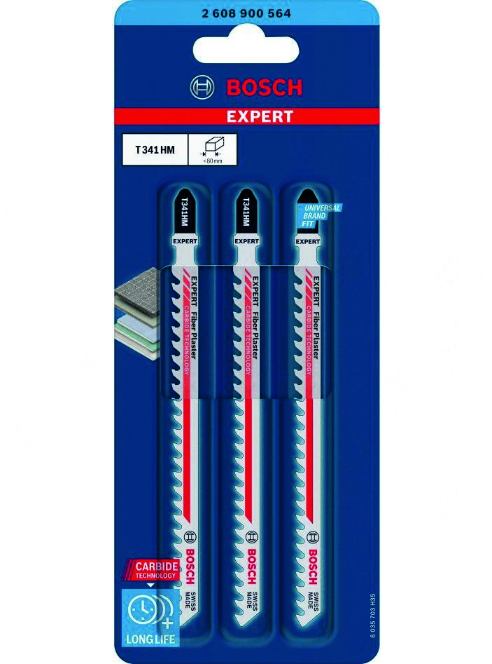 Bosch Blue Accessories 2608900564 Expert ''Fiberplaster'' T 341 HM sticksågblad 3 delar