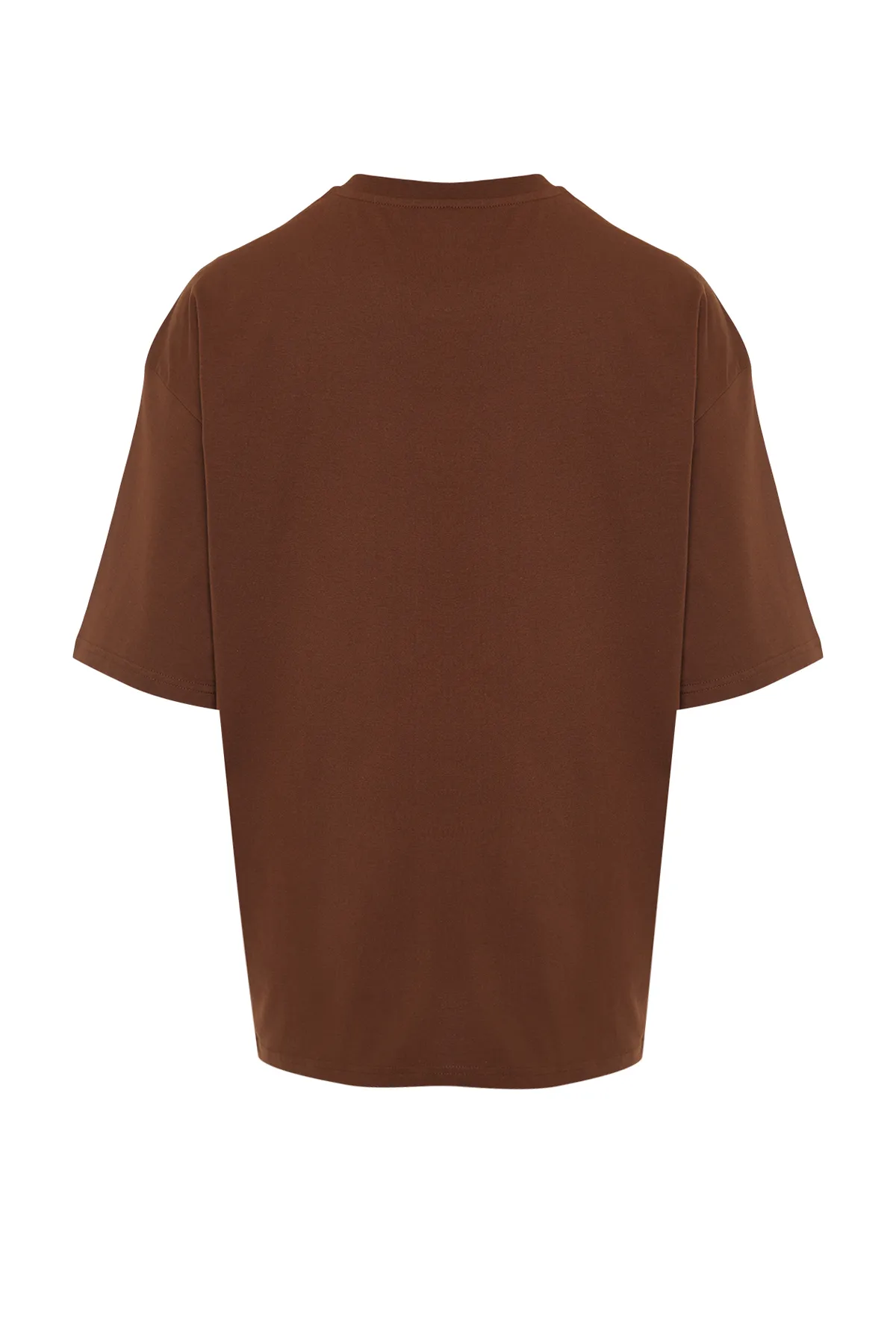 Trendyol Collection  Braunes, übergroßes/weit geschnittenes, mit Dinosauriern besticktes T-Shirt aus 100 % Baumwolle TMNSS23TS00243 TMNSS23TS00243