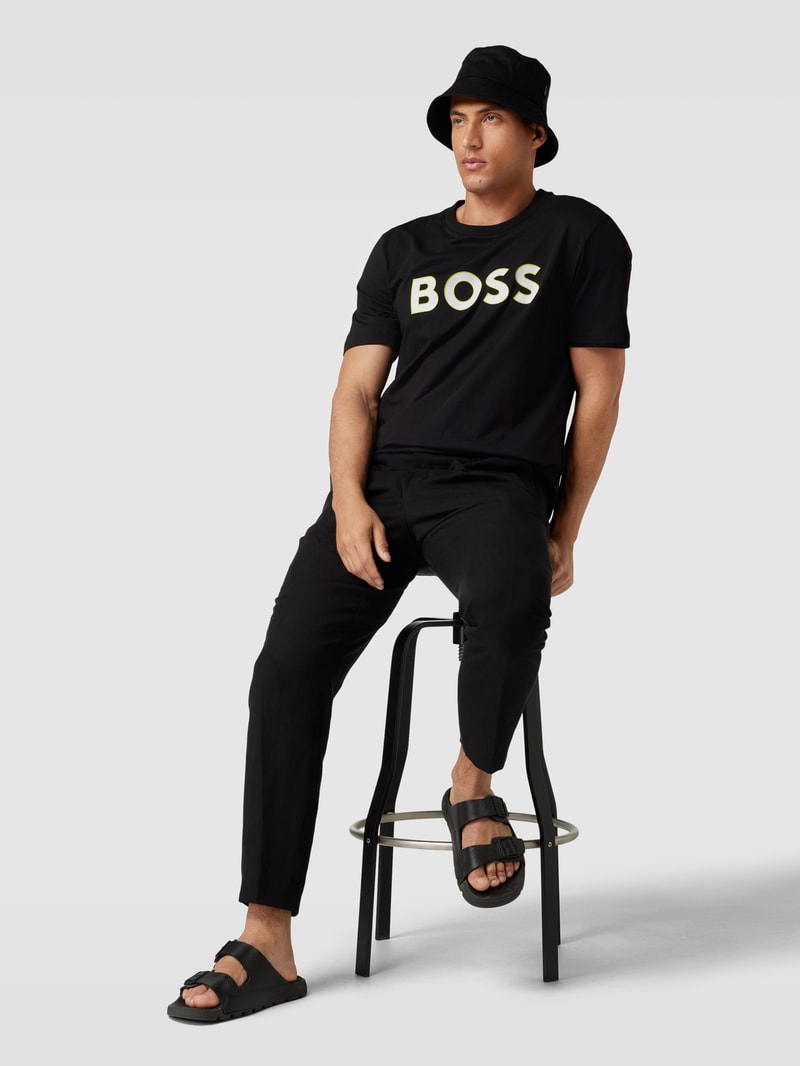 T-Shirt mit Label-Print Modell 'Tee' in schwarz