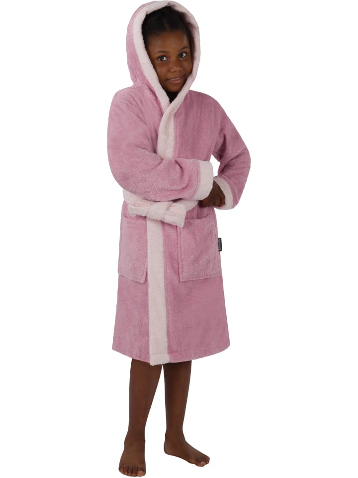 normani Frottee Kinderbademantel aus Bio-Baumwolle in Rosa günstig kaufen
