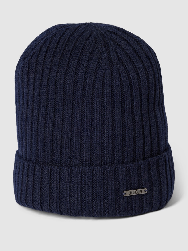 Beanie mit Label-Applikation Modell 'FRANCIS' in marineblau