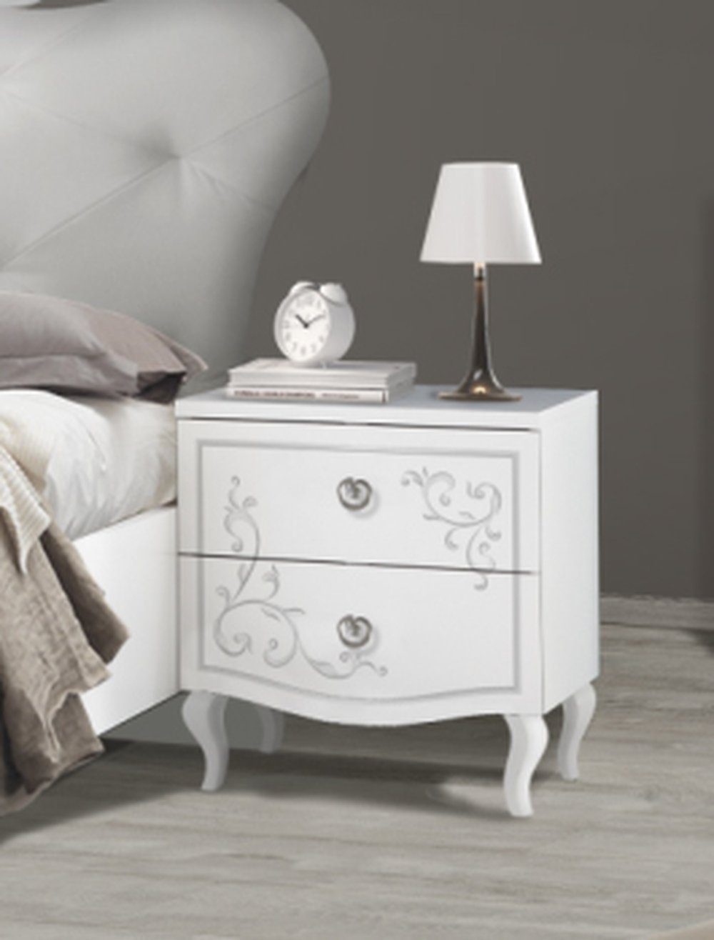 möbelando Schlafzimmer-Set Salvina 4-teilig, (4-teilig), in weiß.