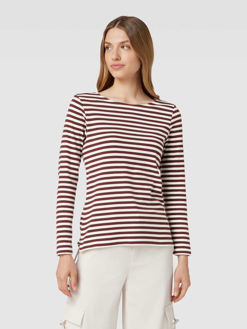 Longsleeve mit Streifenmuster in mittelbraun