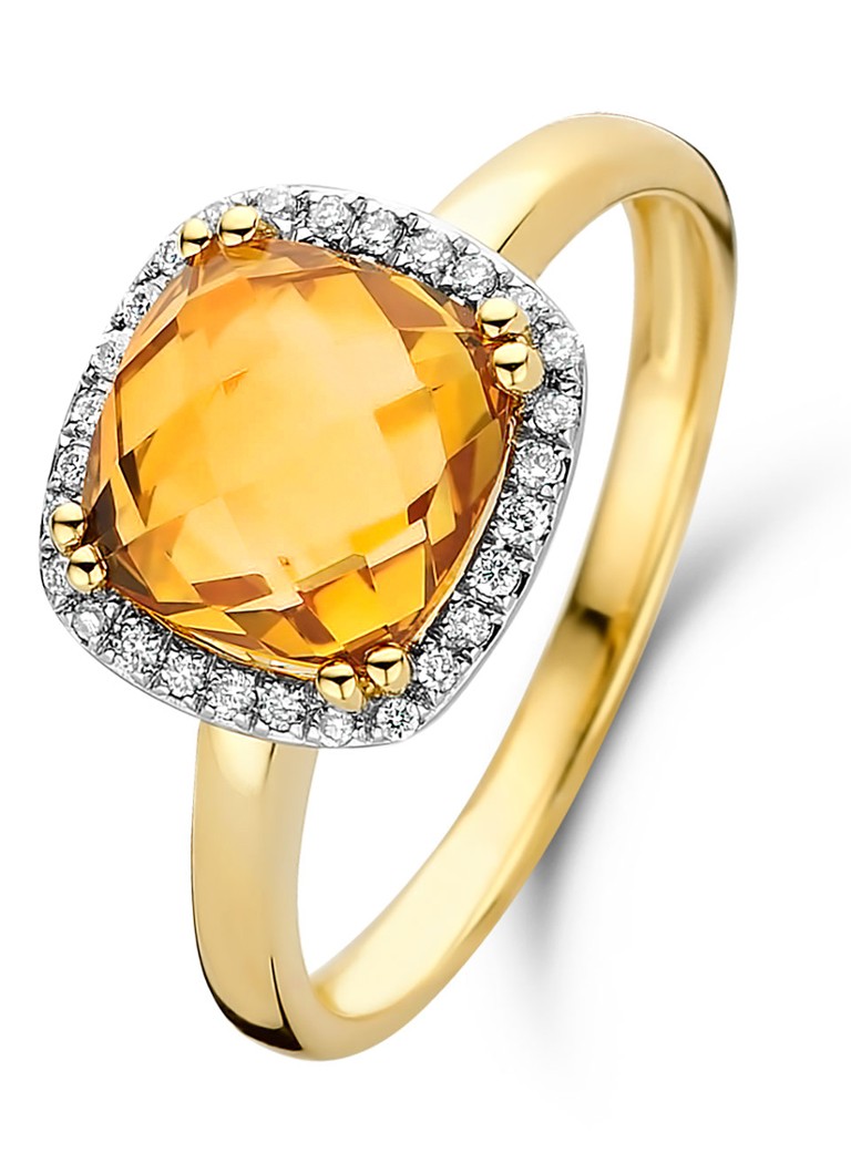 Diamond Point Yellow gold ring 2.35 ct citrine Fiesta