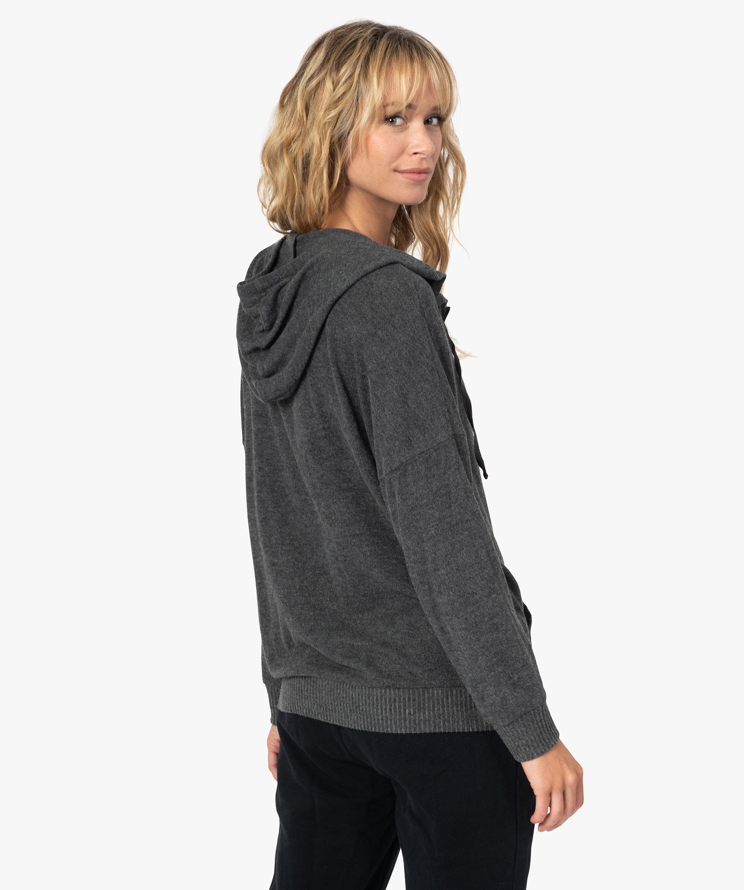 Veste d'intérieur femme en maille fine et douce gris | GEMO