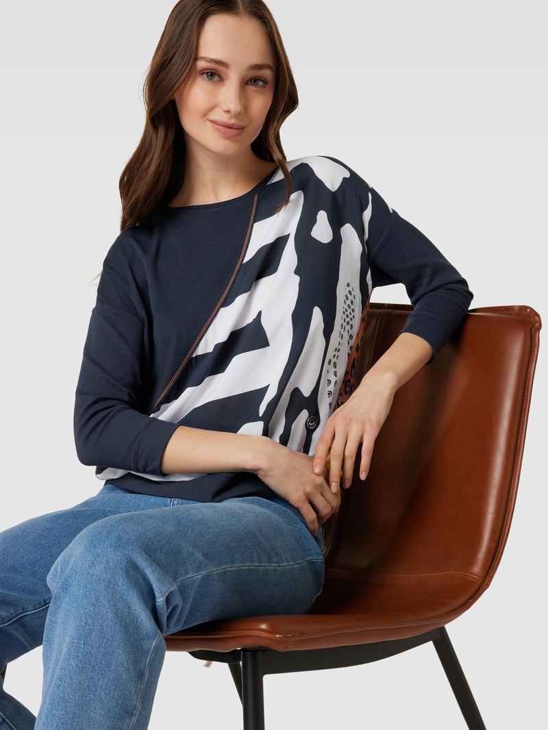 Longsleeve aus reiner Viskose mit 3/4-Arm in marineblau